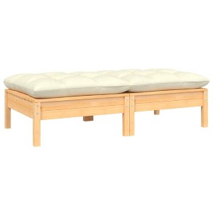 VidaXL 2-Seater Patio Sofa with Cream Cushions Solid Pinewood - 1 of 4