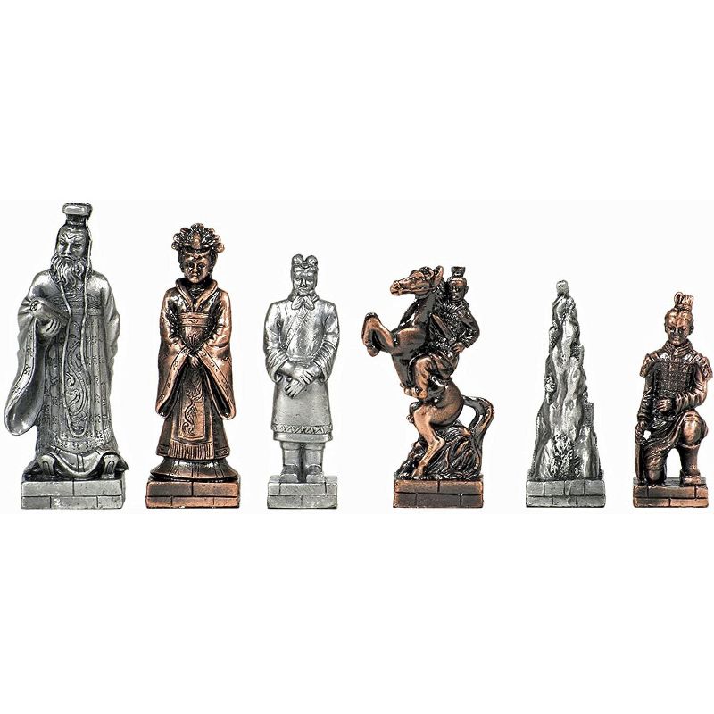 WE Games Chinese Qin Chess & Checkers Game Set - Pewter Chessmen & Black Stained Wood Board with Storage Drawers 15 in., 2 of 7