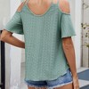 Womens Cold Shoulder Top Basic T Shirts 3/4 Sleeve Casual Blouse Tshirts - 4 of 4