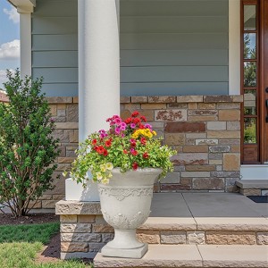 Wooakway 20" H Outdoor Urn Planters Decor Garden Pots Indoor Urn Filters White - 1 of 4