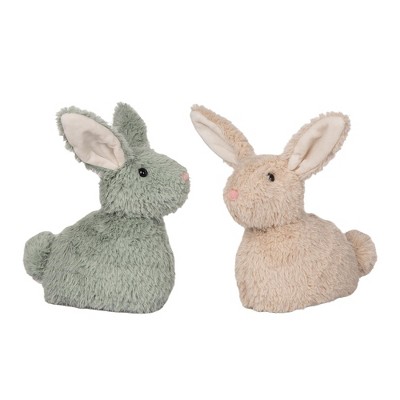 Transpac Plush Furry Easter Bunny Door Stop Set of 2 Home Decorations Easter