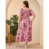 Plus Size Women's Dress Floral V Neck Casual Dress Button Down Pocket Mini Dress - 4 of 4