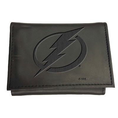Evergreen NHL Tampa Bay Lightning Black Leather Trifold Wallet Officially Licensed with Gift Box