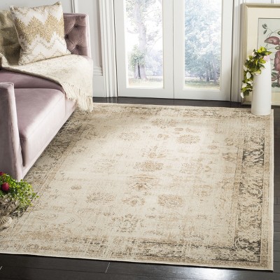 Vintage Stone Viscose Round Area Rug, 7'6" x 10'6"