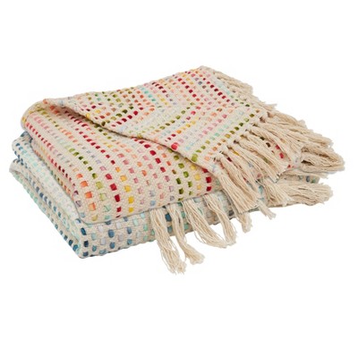 Blue Confetti Tasseled 50" x 60" Woven Throw Blanket