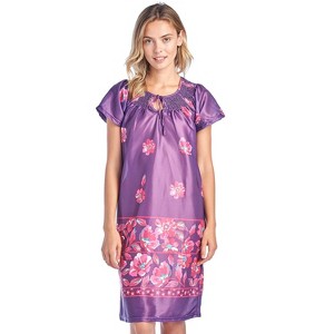 Casual Nights Women's Round Neck Mu-Mu Housecoat Lounger - 1 of 4