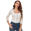 Coolmee Women's Shrug Sweaters Tie Front Long Sleeve Rib Knit Bolero Open Front Cropped Cardigan - 2 of 3