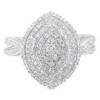 Silver 1.0 Cttw Diamond Marquise-Shaped Cluster Halo Cocktail Fashion Ring - 4 of 4