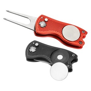 Unique Bargains Foldable Metal Magnetic Ball Marker Golf Divot Repair Tool 2 Pcs - 1 of 4