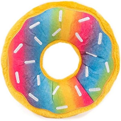 ZippyPaws Jumbo Donutz - Rainbow Plush Dog Toys for Aggressive Chewers, Summer Dog Pride Accessories