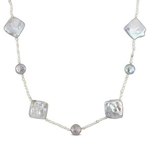 EVERLY JEWELRY | 2mm Cultured Freshwater Pearl Station Necklace - 22 in - 1 of 4