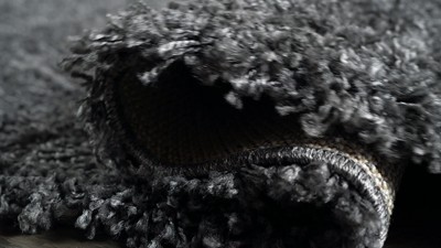 Denim Blue Rectangular Shag Area Rug with Tassels