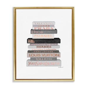 Stupell Industries Grey & Peach Bookstack Floating Frame Canvas Art - 1 of 4