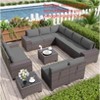 ALAULM Patio Furniture Set, Rattan Wicker Outdoor Conversation Sets, Outdoor Furniture Sectional Sofa Set w/4 Inch Cushion and Glass Coffee Table - 4 of 4
