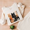 Simply Sage Market Black Cat Fall Leaves Distressed Lightweight Garment Dyed Sweatshirt - 3 of 4
