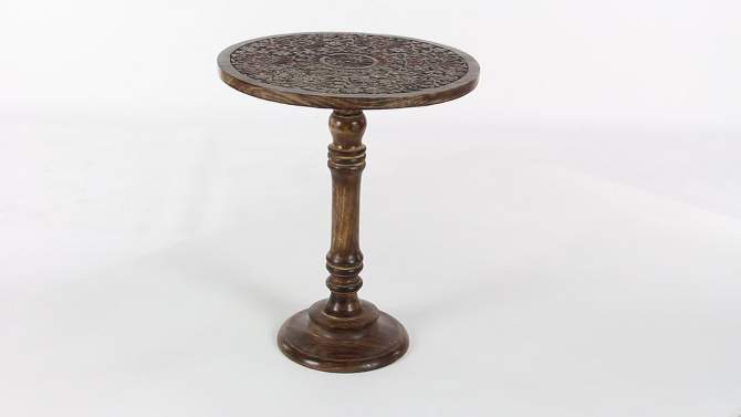 Carved Mango Wood Accent Table Brown - Olivia &#38; May, 2 of 20, play video