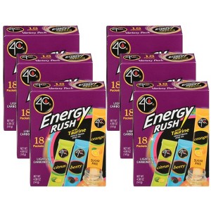4C Foods Energy Rush Beverage Sticks Citrus, Berry, and Orange Flavors - 6 pack, 4.98 oz - 1 of 4