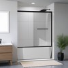 Double Sliding Bathtub Shower Door 60 in. W x 58 in. H Aluminum Framed Shower Enclosure, Stainless Steel Hardware, Bathroom panel,Matte Black - 2 of 4