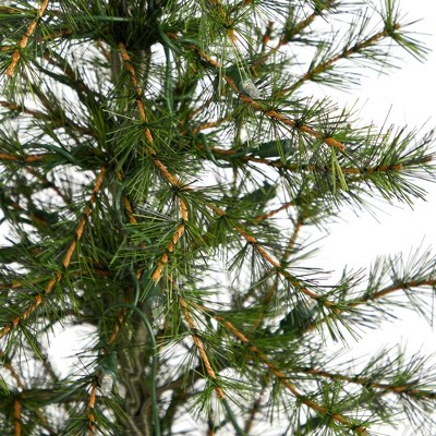 3-Foot Green Pine Artificial Christmas Tree with LED Lights and Burlap Base