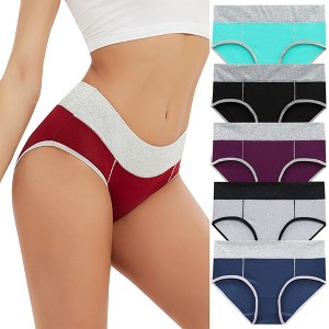 Agnes Orinda Women's Plus Size 5 Packs Mid-High Waist Solid Stretchy Comfortable Briefs - 1 of 4