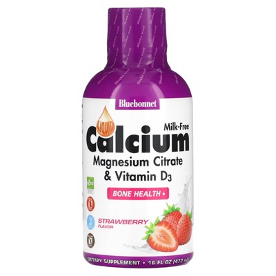 Bluebonnet Nutrition Liquid Calcium, Magnesium Citrate & Vitamin D3, Strawberry, 16 fl oz (473 ml)