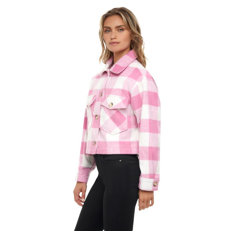 Women's Plaid Shirt Shacket Lined Coat - S.E.B. By SEBBY, 2 of 5
