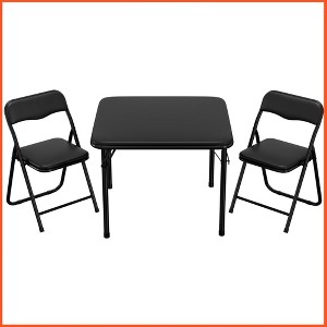 Boys and Girls Folding Table and Chairs Set of 3, Portable Table and Chair with Pu Soft Cushion - 1 of 4