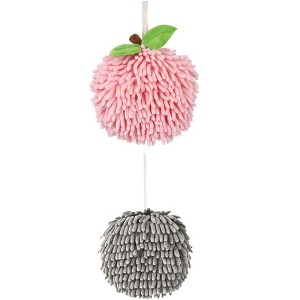 REGALWOVEN 2 Pack Soft Absorbent Chenille Fuzzy Ball Hand Towels for Bathroom Home Decor 6" x 6" - 1 of 4