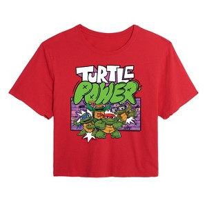 Women's - Teenage Mutant Ninja Turtles Mutant Mayhem - Turtle Power Cropped Graphic T-Shirt - 1 of 3