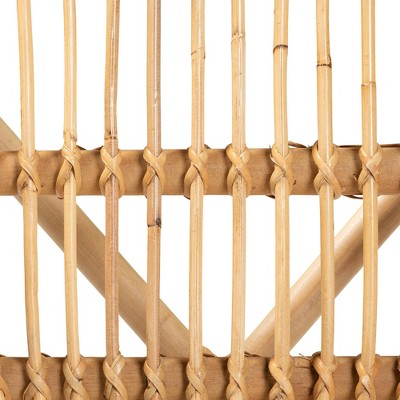 Bohemian Bali Low Slat Rattan and Cane Brown Arm Chair