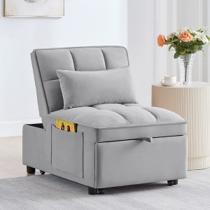 VYNXARIA 4 in1 Multi-Function Single Sofa Bed with Storage Pockets,Tufted Single Pull-out Sofa Bed,Convertible Chaise Lounge - 1 of 4