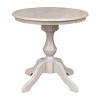 3pc Solid Wood 30"x30" Round Pedestal Dining Table and 2 Cafe Chairs Washed Gray Taupe - International Concepts - 2 of 4