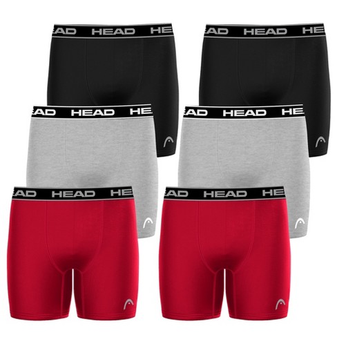 Head 6 Pack Men's Athletic Boxer Briefs Breathable Stretch No Fly Tagless  Underwear - Black-heather-red - M : Target