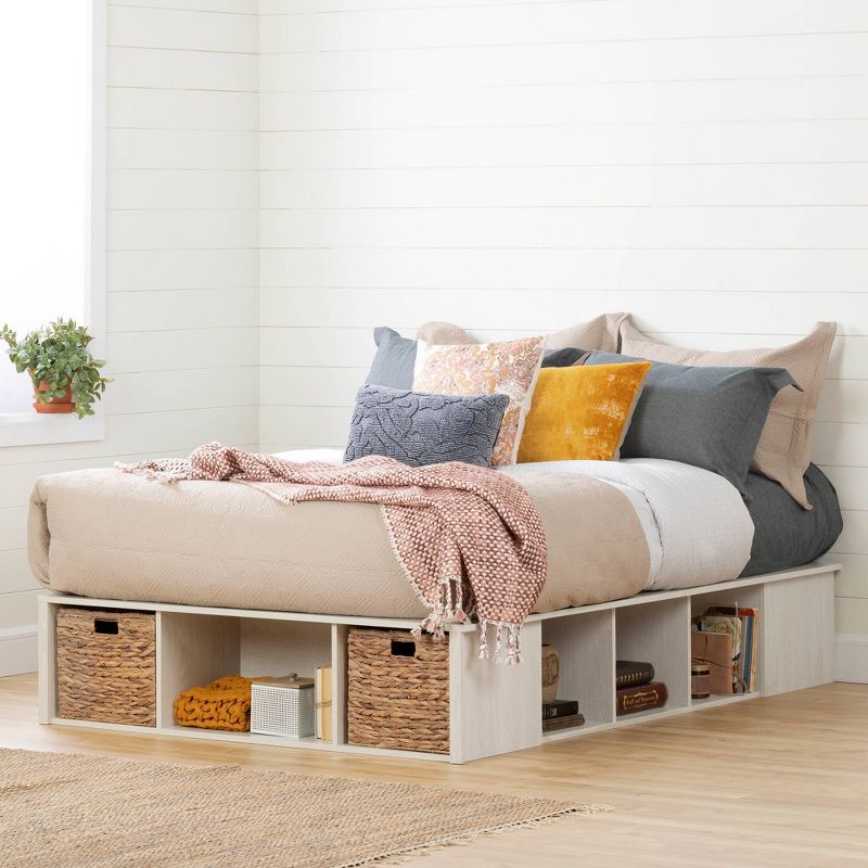 Lilak Storage Bed with Baskets Winter Oak and Rattan - South Shore, 3 of 12