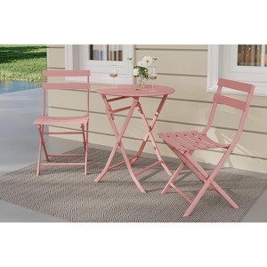 TackView Bistro Table and Chairs, 3 Piece Outdoor/Indoor Folding Patio Bistro Sets, 2 Chair Patio Furniture Set with Table, for Yard, Garden - 1 of 4