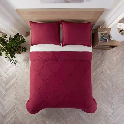 Maroon Queen Reversible Microfiber Bed in a Bag Set