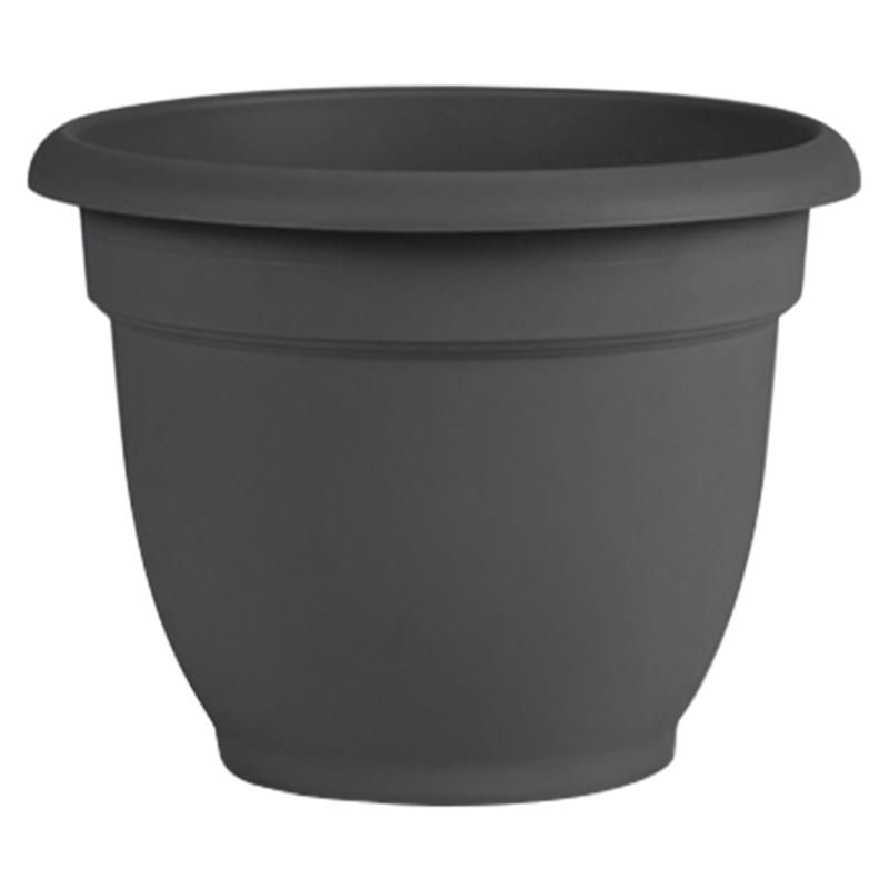 Bloem Ariana 10 in. D Plastic Planter Charcoal, 1 of 2