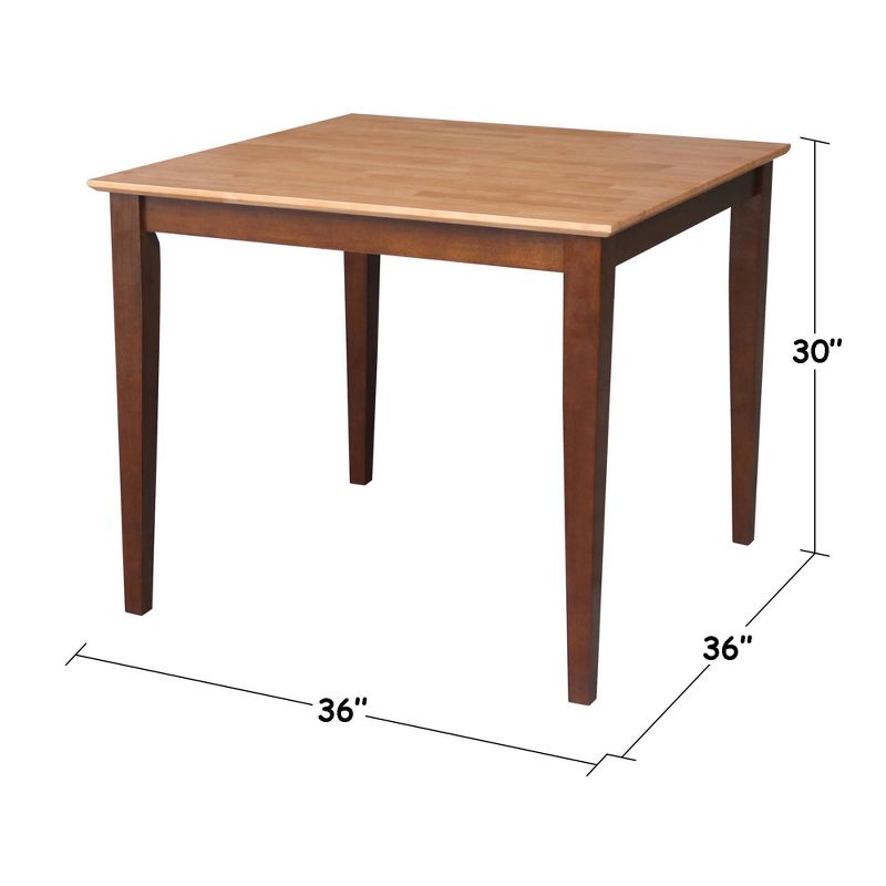 36" Square Solid Wood Top Table with Shaker Legs - International Concepts, 5 of 10