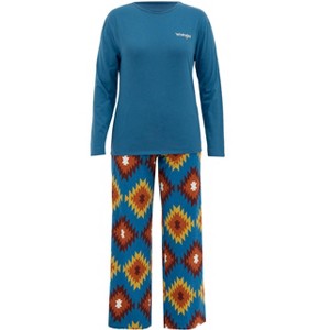 Wrangler Women's and Plus Long Sleeve Top and Flannel Bottom Pajama Set - 1 of 4