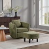 GlasFlength Accent Chairs Swivel Accent Chair Chenille Barrel Armchair with Ottoman Set Modern Side Chair for Room, Green, 27"*24.6"*24.8" - 3 of 4