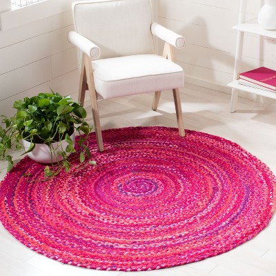 Handwoven Braided Black Cotton 59" Round Area Rug - Reversible and Easy Care