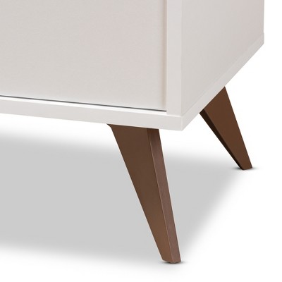 Serafino White and Walnut Mid-Century Modern Wine Cabinet