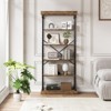 6 Tier Bookshelf, Farmhouse Book Shelves with Open Shelves, Tall Bookcase Shelf Storage Organizer, Modern Industrial Wood and Black Metal Bookshelves - 2 of 4
