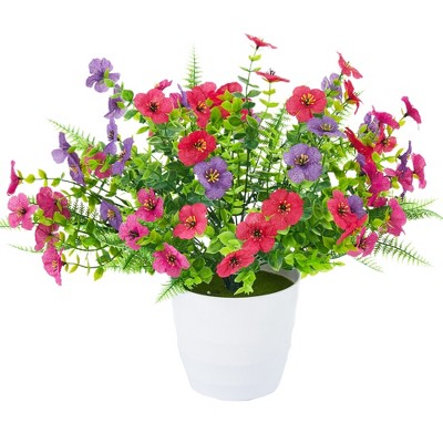Artificial Flowers for Outdoors, 30 Bundles Multicolor Silk Fake Flowers with Ferns, UV-Resistant Faux Plant, Spring Summer  Decor, for Home Planter