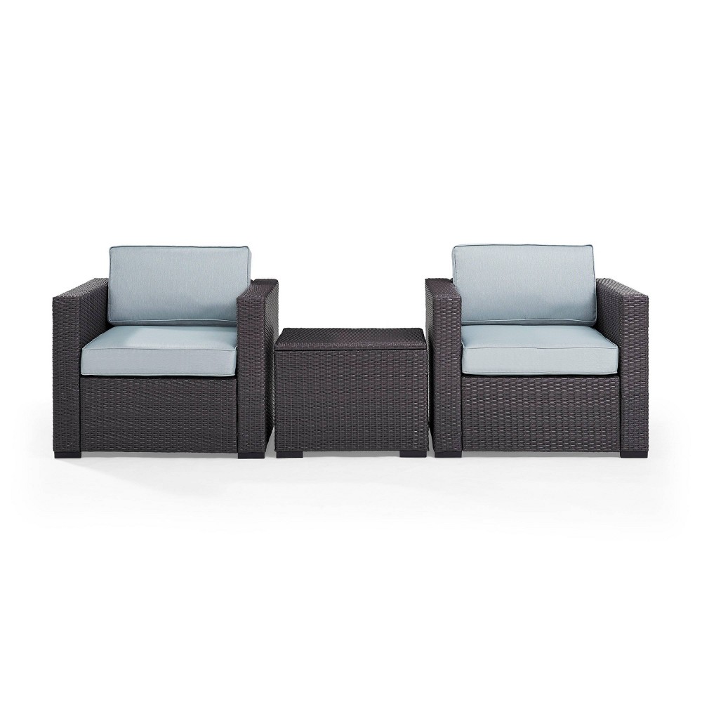 Photos - Garden Furniture Crosley Biscayne 3pc Outdoor Wicker Seating Set - Mist  