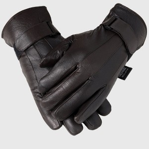 Alpine Swiss Mens Gloves Dressy Genuine Leather Warm Thermal Lined Wrist Strap - 1 of 4