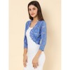 INSPIRE CHIC Women's Elegant 3/4 Sleeve Sheer Floral Lace Open Front Crop Shrug - 2 of 4