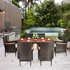 Tangkula 7pcs Patio Rattan Dining Set 6 Stackable Cushioned Chairs Patio - 4 of 4