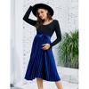 Maternity Dress Women's High Waist Floral Print Pleated Maxi Skirt Casual Flowy Swing A Line Long Skirts - 4 of 4
