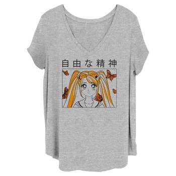 Juniors Womens Lost Gods Butterfly Anime Girl T-Shirt